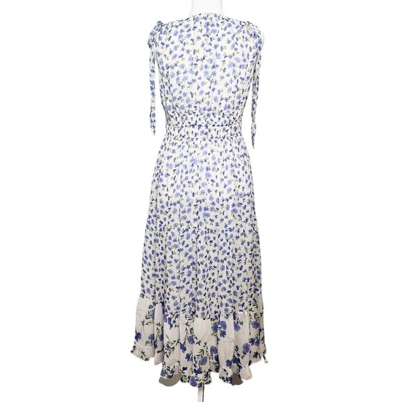 Shoshanna Helena Dress | Blue Floral Midi Sleeveless Lightweight Viscose Size 8 - Picture 7 of 12